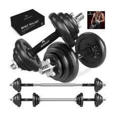 Amonax 20kg 30kg Cast Iron Adjustable Dumbbells Weight Set, Barbell Set for Men & Women, Strength Training Equipment for Home Gym Fitness