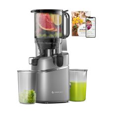 AMZCHEF Automatic Cold Press Juicer Machines 250W - 135MM Opening and 1.8L Capacity Slow Juicer for Whole Fruits and Vegetables, with Triple Filter, Safety Lock, Classic Silver
