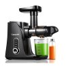AMZCHEF Cold Press Juicer with 2 Speed Control - High Juice Yield Juicer Machines with Ultradense Filter - Masticating Slow Juicer for Whole Fruit and Vegetable - 1 Bottle and 2 Cups - Black [Energy Class A+++]