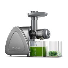 AOBOSI Cold Press Juicer Machines with Reverse Function, Slow Masticating Juicer with Quiet Motor, High Juice Yield, Juice Cup Baffle & Brush for Easy Clean, Bright Grey