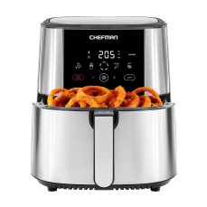 Chefman TurboFry® Touch Air Fryer, XL 7.5 Litre Family Size, 1800W Power, 4 Presets, Uses No Oil, Nonstick Dishwasher-Safe Parts, Automatic Shutoff, Stainless Steel