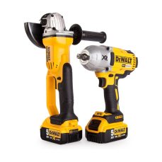 DEWALT DCK269P2-GB 18V Twin Pack: DCF899 Impact Wrench & DCG412 Angle Grinder with ToughSystem Tool Box - Yellow/Black