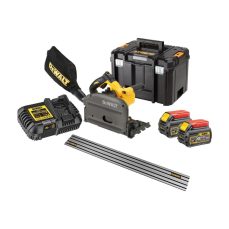 DEWALT DCS520T2 54V XR FLEXVOLT Cordless Plunge Saw - 2x6.0Ah Batteries + 2 Guide Rails