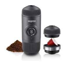 WACACO Nanopresso Portable Espresso Maker Bundled with NS Adapter, Compatible with Ground Coffee & Nespresso® Capsules, Travel Coffee Maker, 18 Bar Pressure, Manually Operated, For Camping