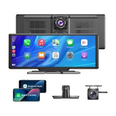ESSGOO Apple CarPlay & Android Auto 10.26 Inch IPS Carplay Screen with 4K Front Dash Cam, 1080P Backup Camera, Wireless CarPlay
