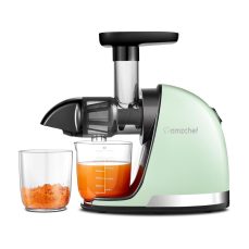 AMZCHEF Juicer Machines - Cold Press Slow Juicer - Masticating Juicer for Whole Fruits and Vegetables - Delicate Chew No Need to Filter - No BPA Juice Extractor with 2 Cups and Brush - Green [Energy Class A+++]