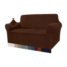 Granbest High Stretch Sofa Covers 2 Seater - Super Soft Loveseat Cover, Universal Couch Covers Jacquard Sofa Cover for Dogs, Non-Slip Furniture Protector, Machine Washable (2 Seater, Coffee)
