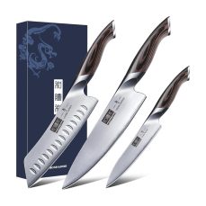 HOSHANHO 3 Pieces Kitchen Knife Set, Professional Japanese Stainless Steel Chef Knife Set, Ultra Sharp Knives for Kitchen with Ergonomic Pakkawood Handle