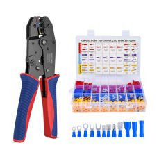 Insulated Wire Terminal Crimping Tool Kit, GUPTOMES 0.5-6mm² Ratchet Crimping Plier, Cable Lug Pliers Electrician Crimping Tool Set with 36 Type 290 Insulated Butt Bullet Spade Ring Crimp Connectors