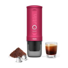 Outin Nano Portable Electric Espresso Machine with 3-4 Min Self-Heating, 20 Bar Mini Small 12V 24V Car Coffee Maker, Compatible with NS Capsule & Ground Coffee for Camping, Travel, RV, Hiking, Office