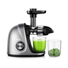 Jocuu Slow Masticating Juicer with Soft/Hard Modes – Easy to Clean, Quiet Motor, Reverse Function, Cold Press Juicer for Fruits and Vegetables, 90% Juice Yield, Includes Brush & Recipes (White)