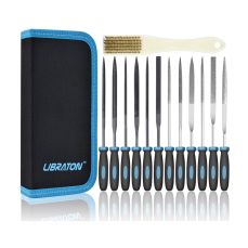 Libraton Needle Files Set 13PCS with 6 Steel Files, 6 Diamond Files, Cleaning Brush & Carrying Case - Ideal for Wood and Metal Work, DIY Metal Filing