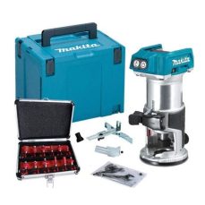 Makita DRT50ZJ 18V Brushless Laminate 1/4" Router Trimmer Case with 12pc Cutter Set