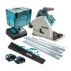 Makita DSP600ZJ 36V 165mm Plunge Saw + 2 x 5Ah Batteries Charger & Accessories