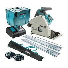 Makita DSP600ZJ 36V 165mm Plunge Saw + 2 x 5Ah Batteries Charger & Accessories