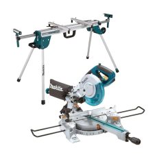 Makita LS0815FL 240V Sliding Compound Laser Mitre Saw 216mm + DEBWST06 Leg Stand