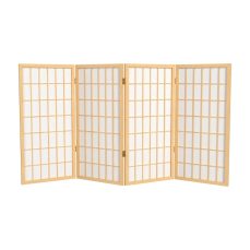 ORIENTAL Furniture 3 ft. Short Window Pane Shoji Screen - Natural - 4 Panels