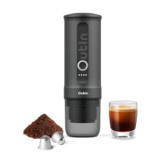 Outin Nano Portable Electric Espresso Machine with 3-4 Minute Self-Heating, 20 Bar Mini Small 12V 24V Car Coffee Maker, Compatible with NS Capsules & Ground Coffee for Camping, Travel, RV, Hiking, Office