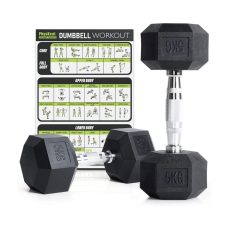 PhysKcal Hex Dumbbells Set – Odourless Poly Rubber Encased Dumbbells (2.5KG, 5KG, 7.5KG, 10KG, 12.5KG, 15KG, 17.5KG, 20KG) – Single or Pair – Home Gym Weights Set