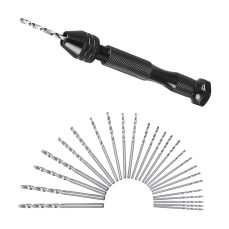 Precision Pin Vise Hobby Drill with Twist Bits Set, Mini Hand Drill Tool for Delicate Manual Work, Electronic Assembling, and Model Making (26-Piece Set)