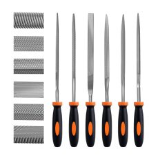 Preciva Needle File Set, 6Pcs Mini Carbon Steel File Set with Handle: Includes Flat, Pointed, Half-Round, Square, Round, and Triangle Files - Perfect for Metal, Wood, Glass, and More
