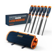 Presch File Set - 6 Pieces for Metal and Wood with Bag: Includes Half-Round Rasp, Flat Stump File, Half-Round File, Round File, Triangular File, and Square File