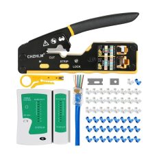 RJ45 Crimp Tool Kit Pass Through Crimper - Ethernet RJ45 Crimping Tool, Stripper, Cutter