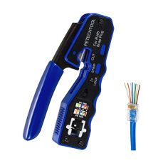 RJ45 Crimp Tool Pass Through Crimper Cutter for Cat6a Cat6 Cat5 Cat5e 8P8C Modular Connector Ethernet Crimper Tool