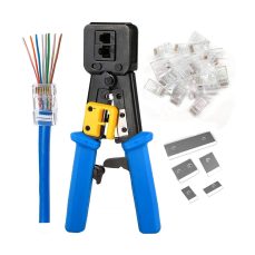 RJ45 Crimping Tool Ethernet Crimper for Cat6, Cat5, Cat5e RJ45 Pass-Through Connectors and RJ12