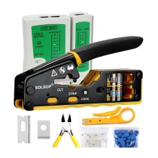Solsop Pass Through RJ45 Crimp Tool Kit Ethernet Crimper for CAT5, CAT5e, CAT6