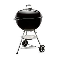 Weber Classic Kettle Charcoal Grill Barbecue, 57cm | BBQ Grill with Lid Cover, Lid Thermometer, Stand & Wheels | Freestanding Outdoor Oven & Cooker with Porcelain-Enamelled Bowl - Black (1341504)