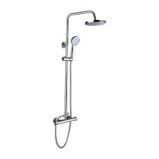Ares Thermostatic Shower Set – Double Knob, Chrome Finish, Rail for Ultimate Shower Experience