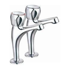 Aegle High Neck Kitchen Pillar Taps – Chrome Finish, Double Knob Design for Modern Kitchens
